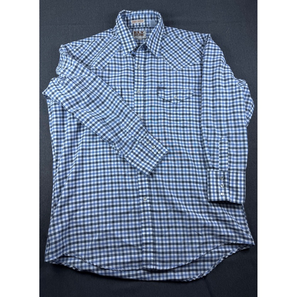 Ely Cattleman Western Shirt Plaid Wrinkle Resistant Long Slve Snap Buttons 161/2